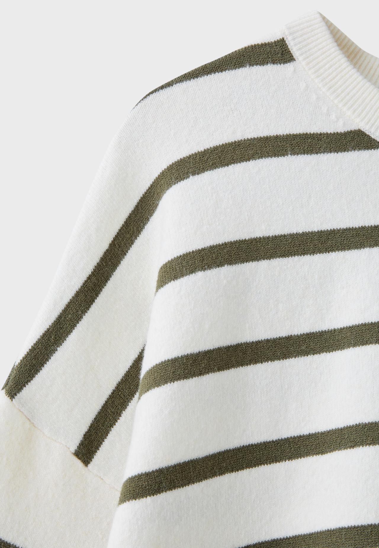 Cropped wide sleeve knit jumper — Vanilla
