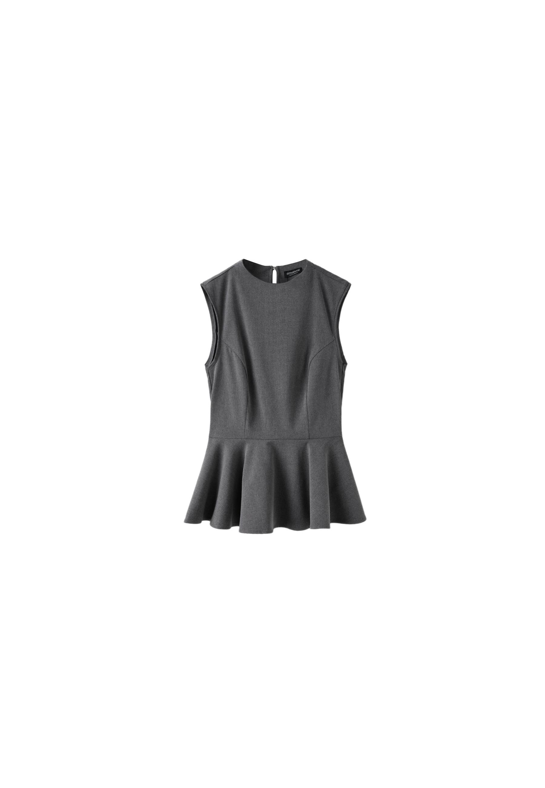 Stradivarius Dik yakalı peplum kolsuz top görsel 4