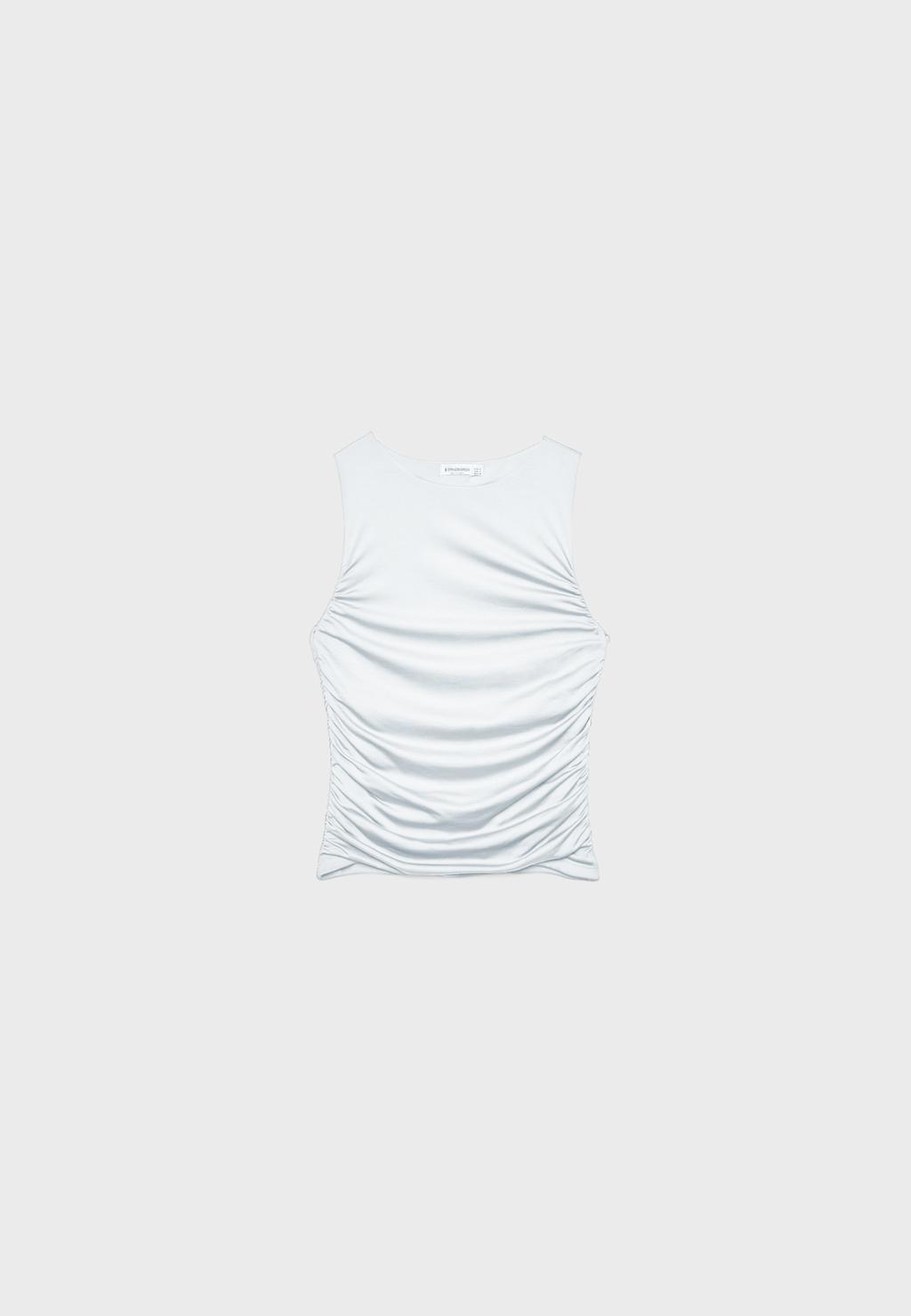 T-shirt in poliammide drappeggiata