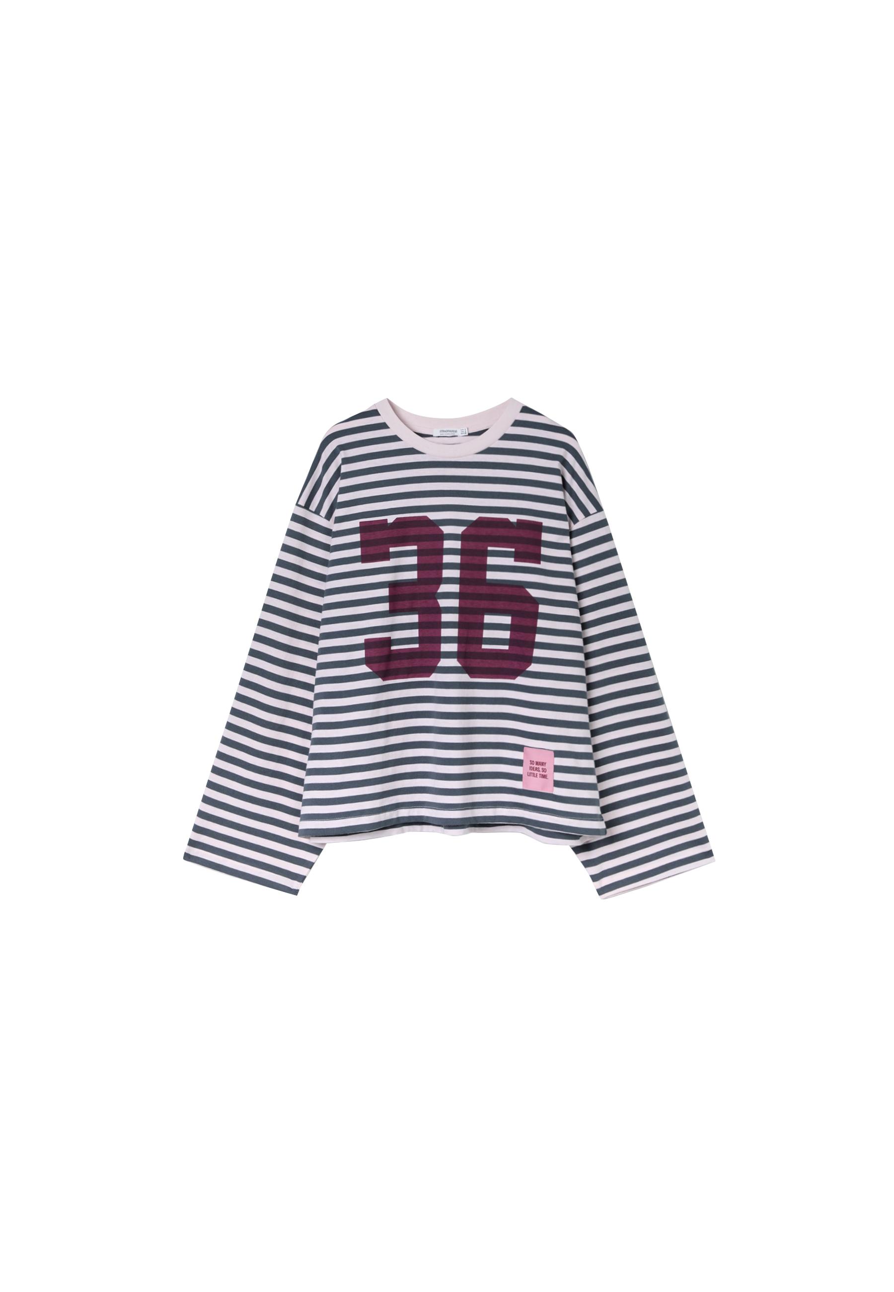 Striped printed long sleeve T-shirt — Dark grey