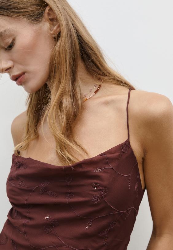 short strappy dress with embroidery