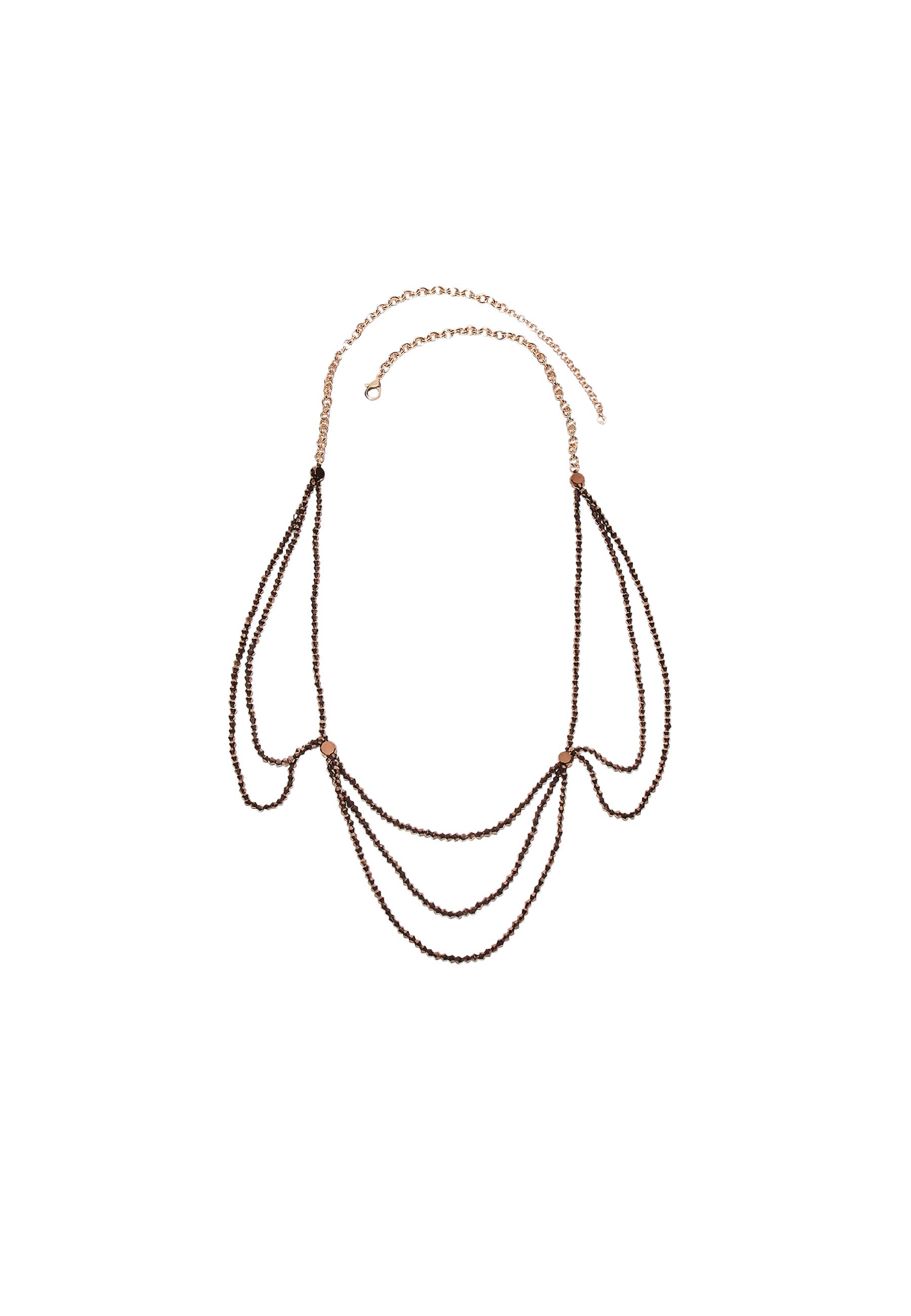 Multi-way beaded necklace — Brown