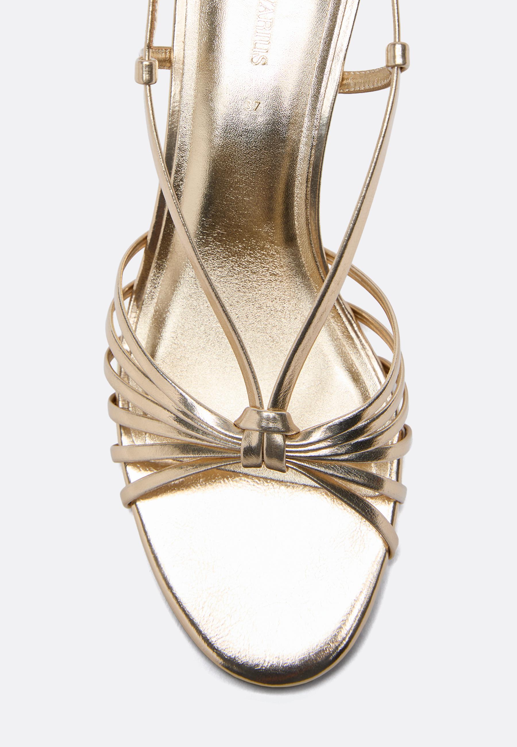 Gold multi-strap kitten heel sandals — GOLD
