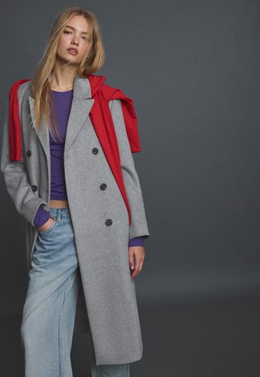 Straight felt coat — Grey melange 1