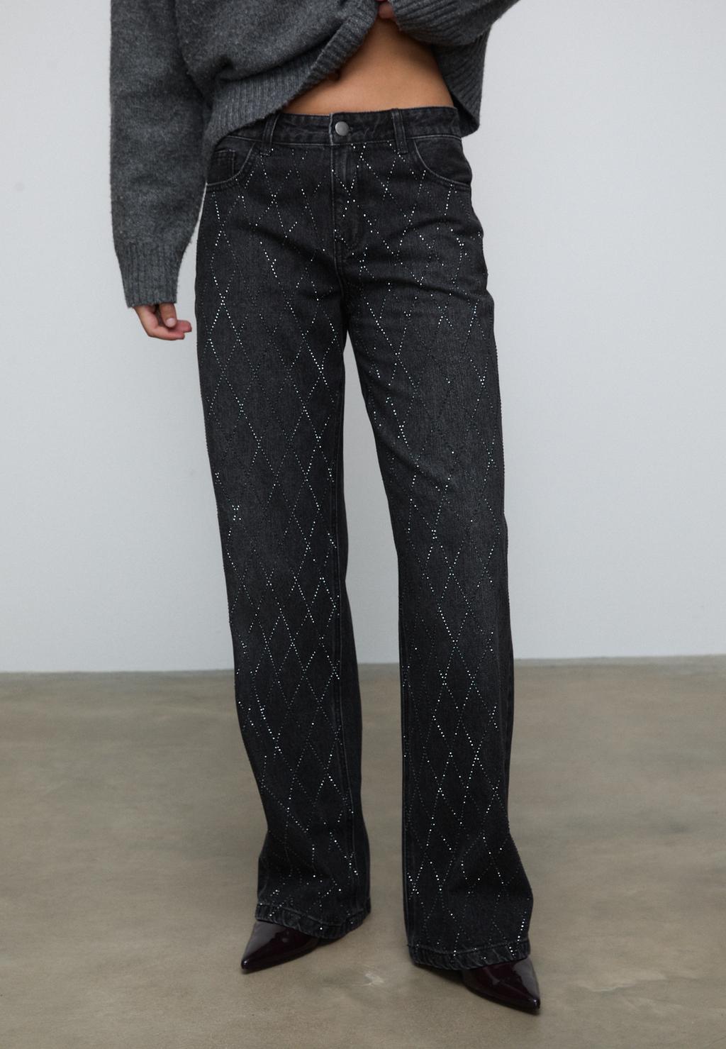 Jeans met diamantglitters