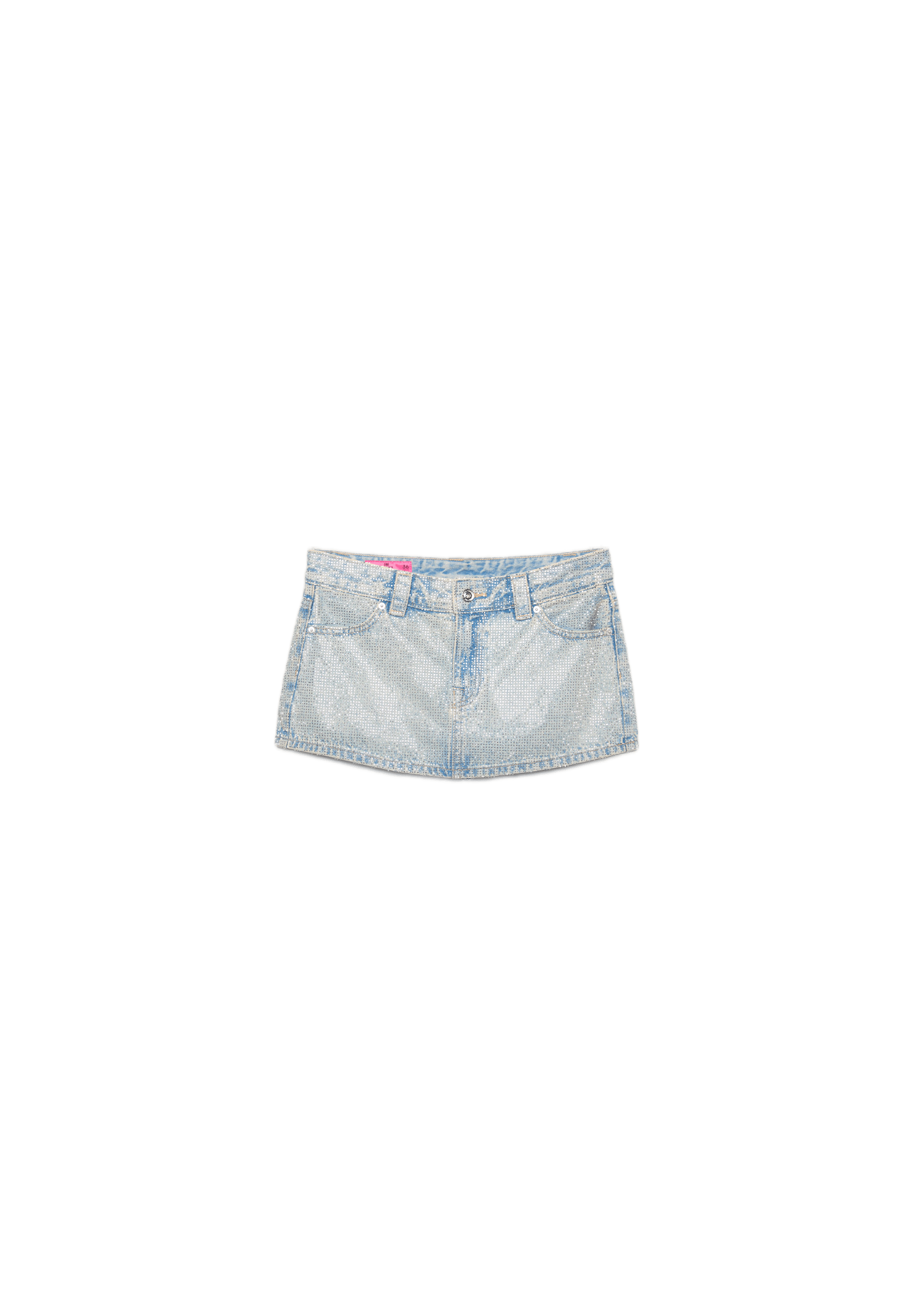 One Dilemma denim skort with rhinestones — OVERDYED BLUE DENIM