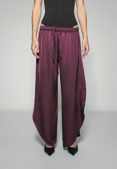 Satin trousers with split — Purple 3
