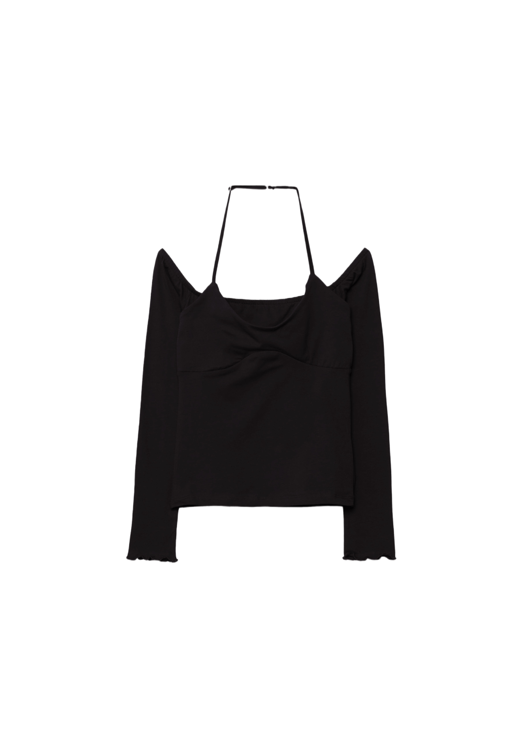 Long sleeve halter neck T-shirt