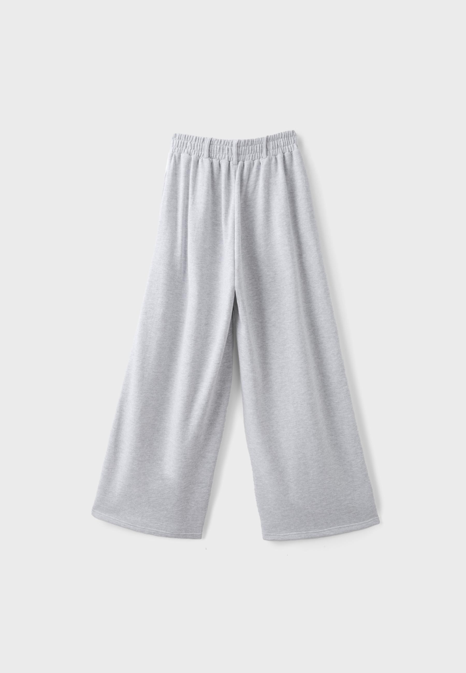 Wide-leg side stripe jogging trousers — Grey melange