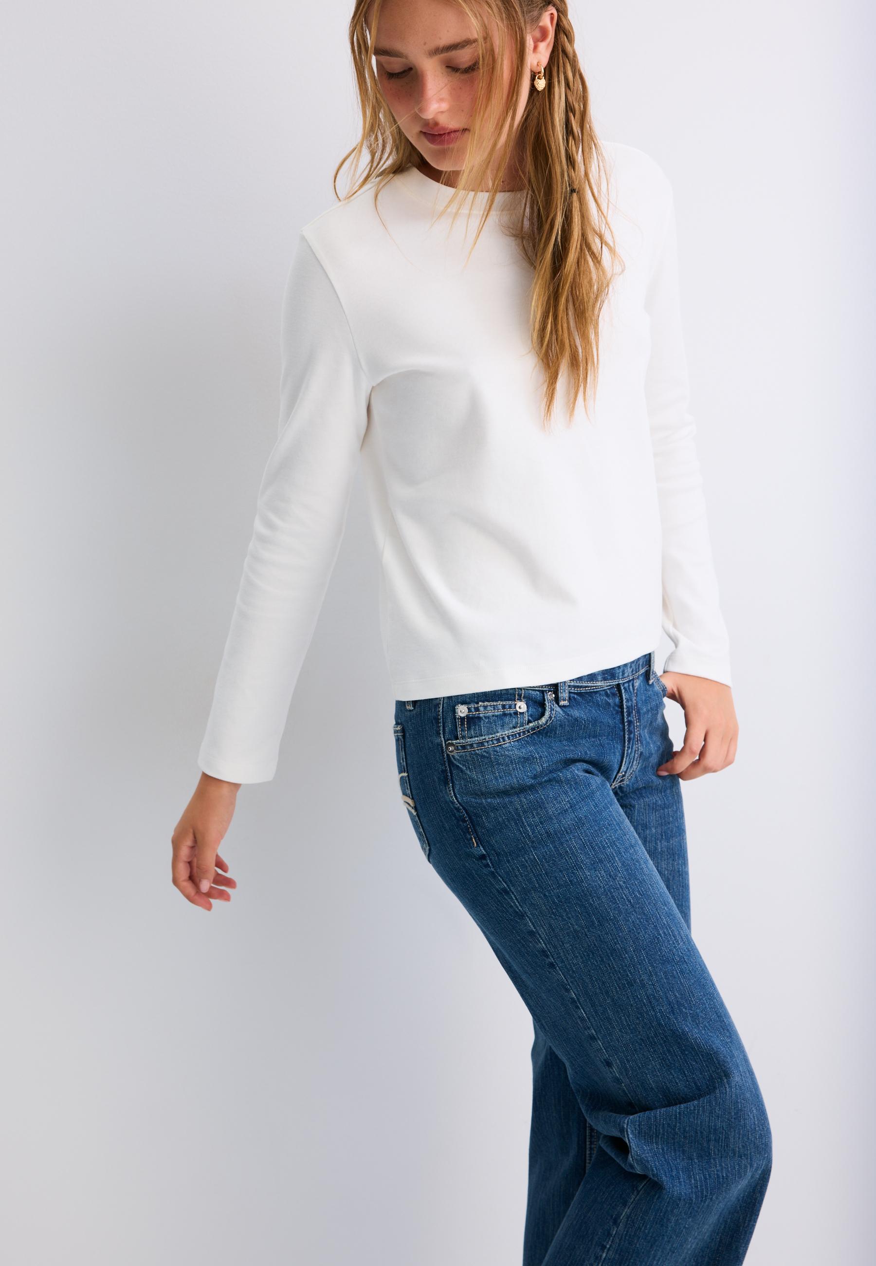 Stradivarius Μακρυμάνικη Μπλούζα Με Απαλή Υφή Εκρού M