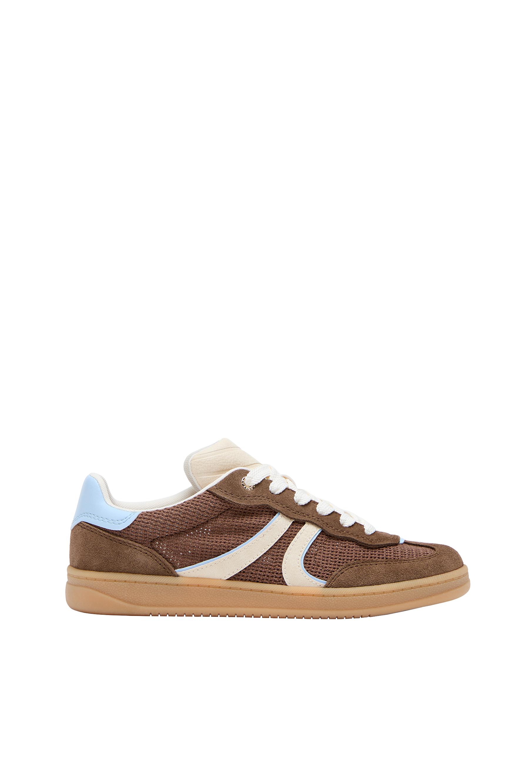Die-cut trainers with leather details — BROWN