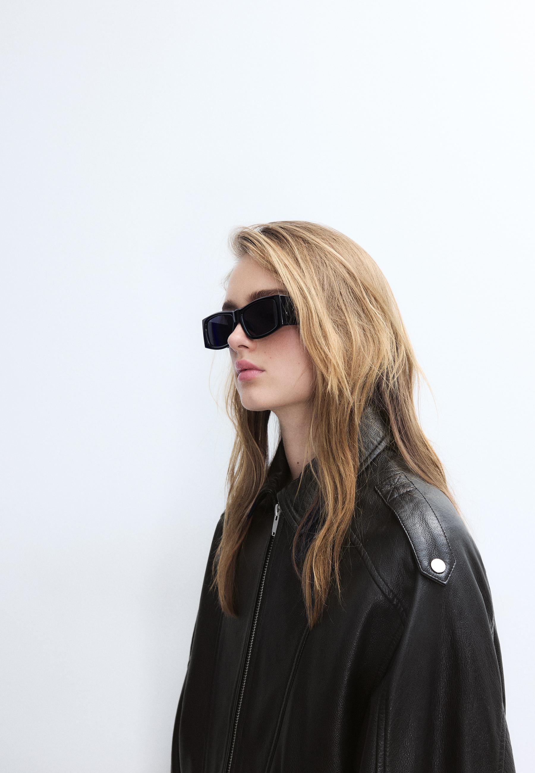 Oversize leather jacket — Black