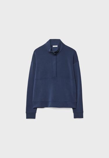 Yumuşak dokulu fermuarlı sweatshirt - Görsel 13