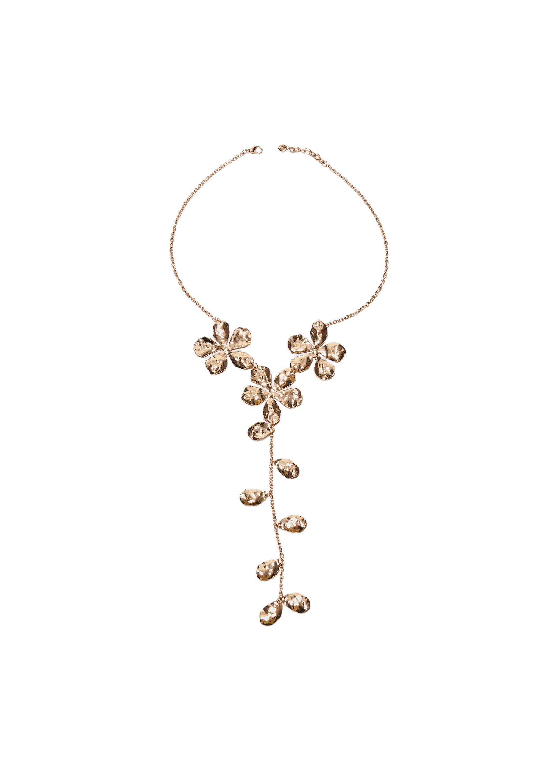 LARIAT FLOWER NECKLACE — Gold