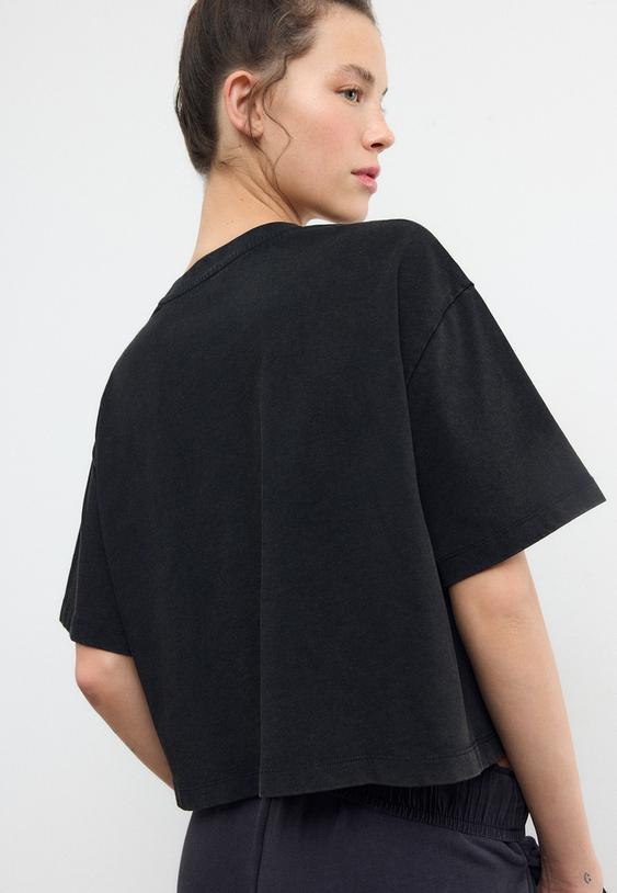 Stradivarius Cropped Caffeine T-Shirt Black Xl