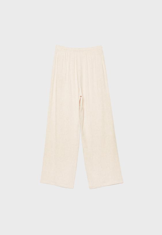 Keten görünümlü dökümlü pantolon - Görsel 7