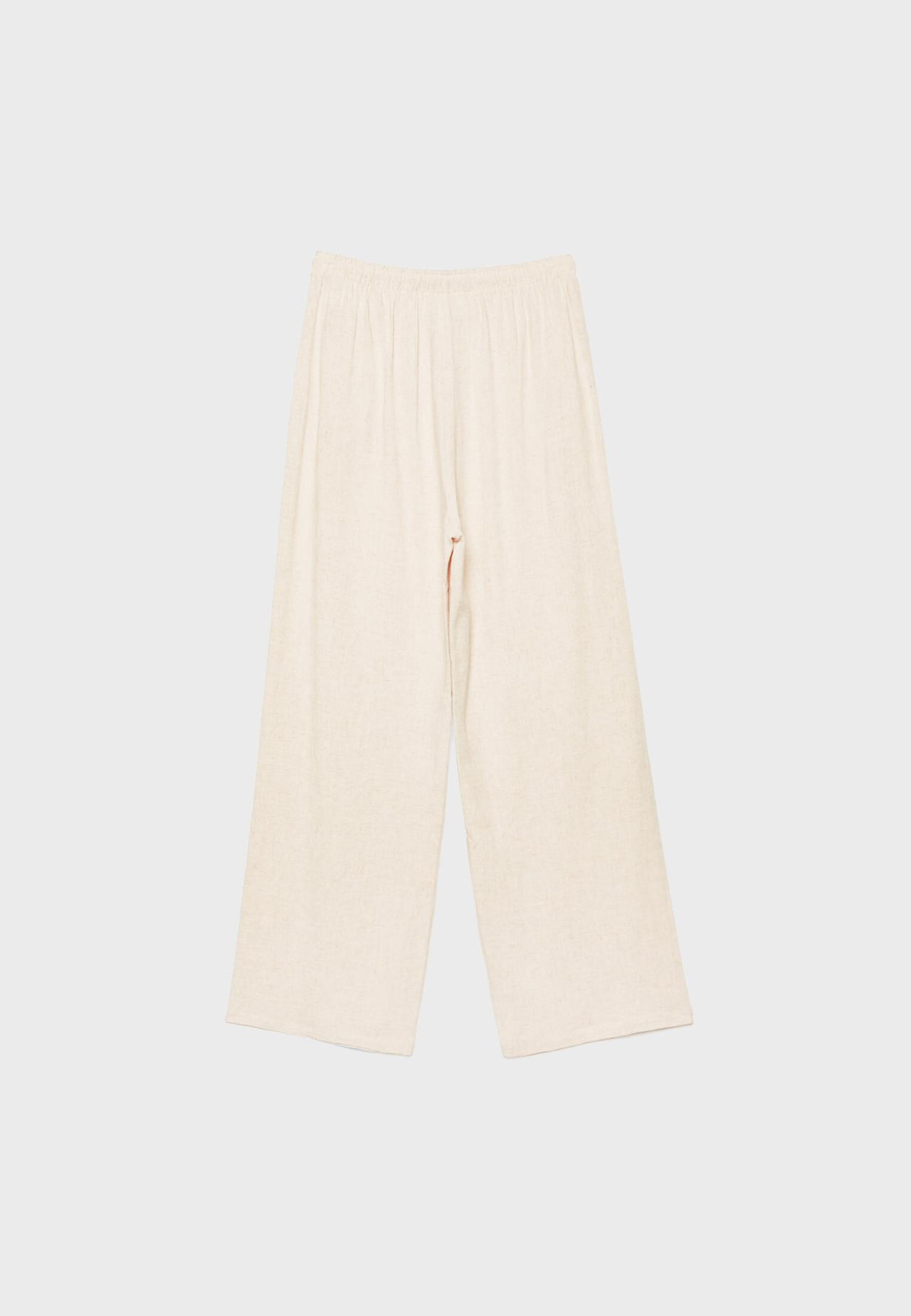 Straight-leg linen-effect trousers — Stone