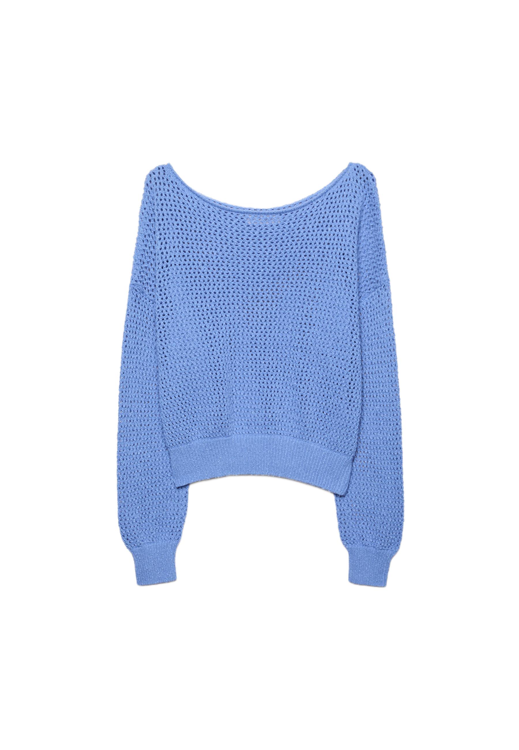 Mesh knit boat neck jumper — Royal blue