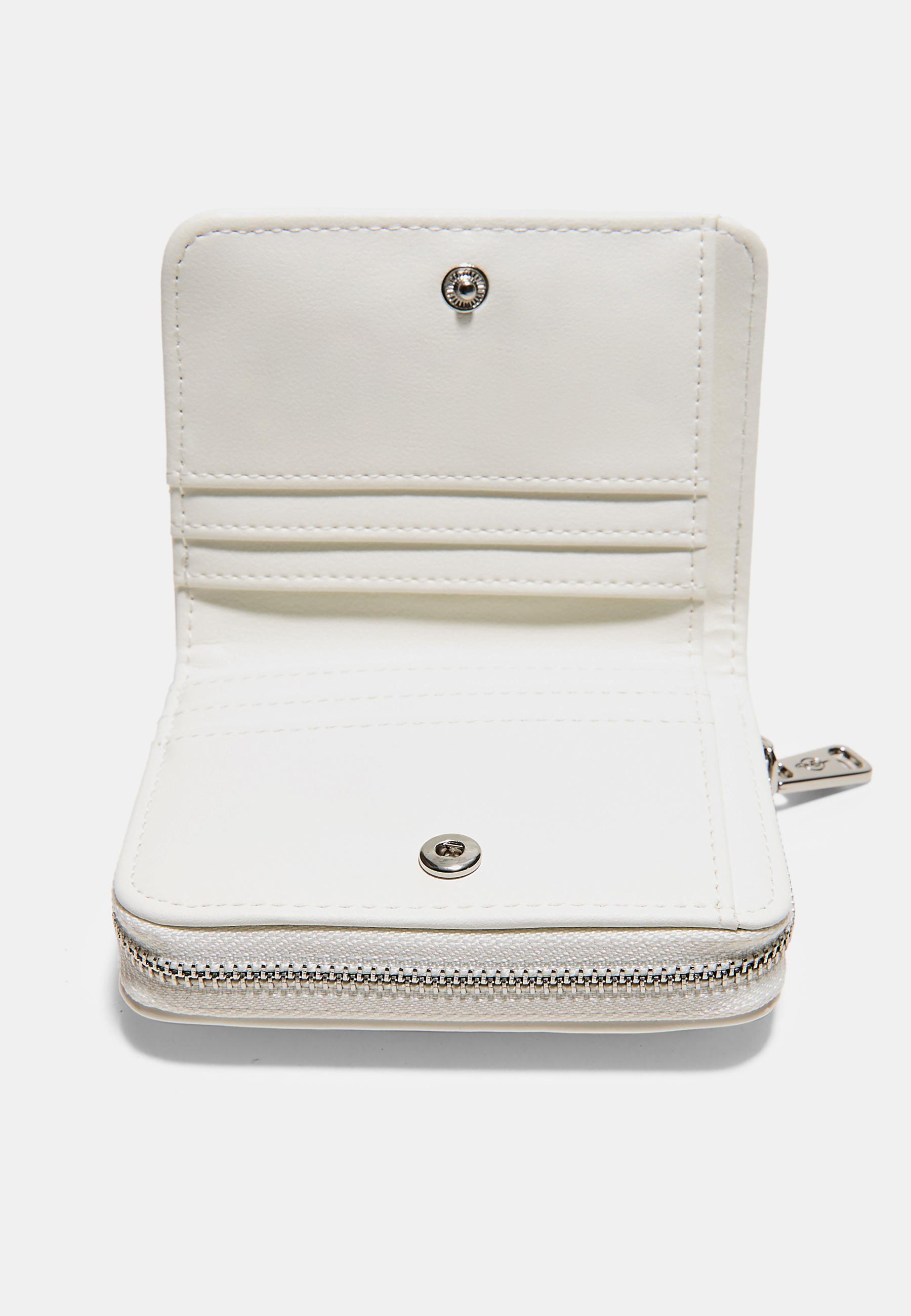 ZIPPED LEATHER EFFECT PURSE — White