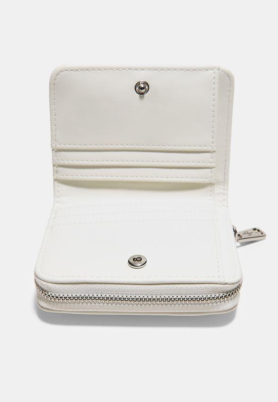Stradivarius Leather Effect Zipped Purse White Os