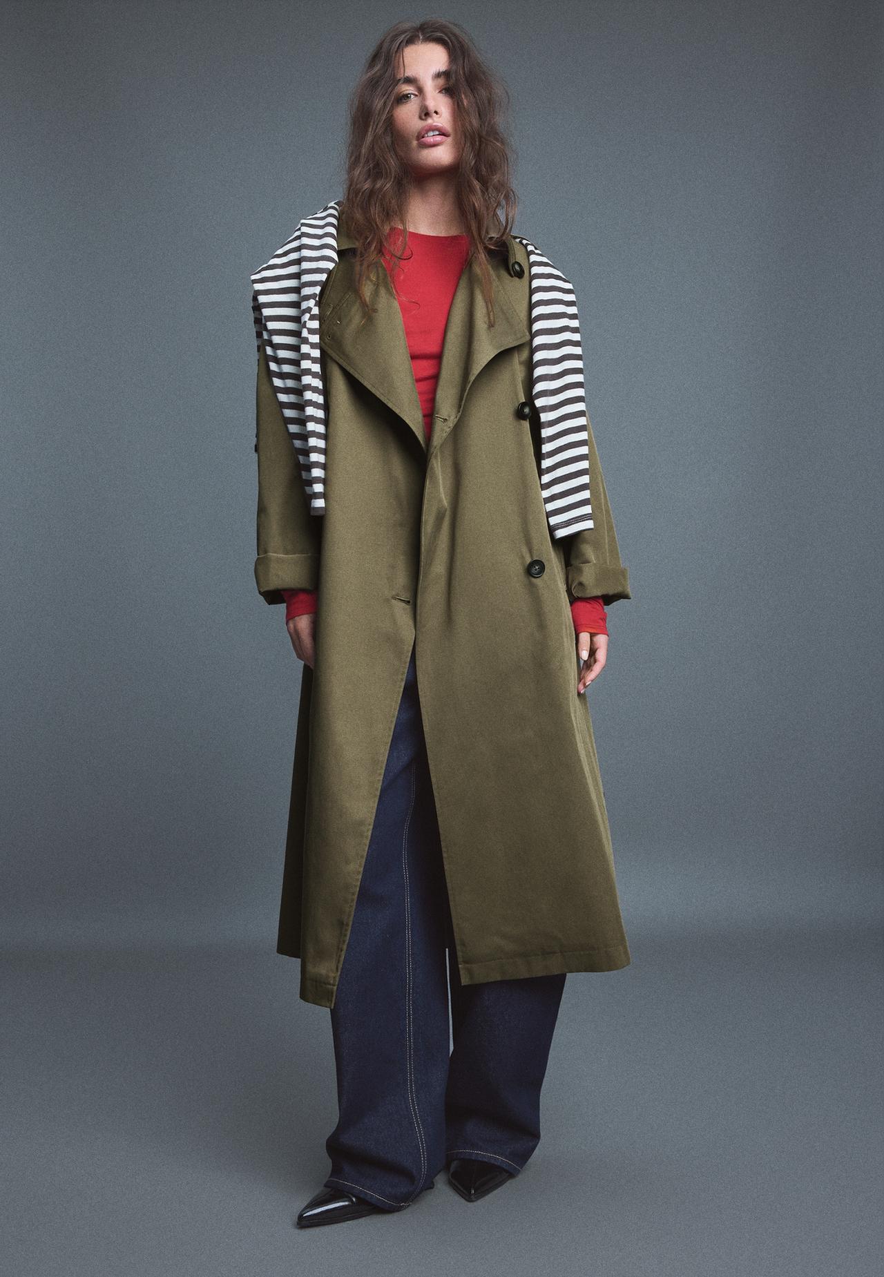 Long basic trench coat — Khaki