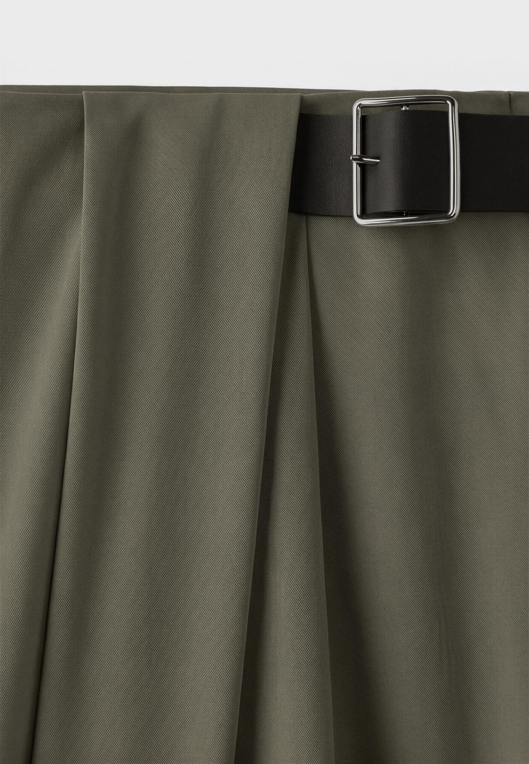 Darted smart trousers with belt — Khaki