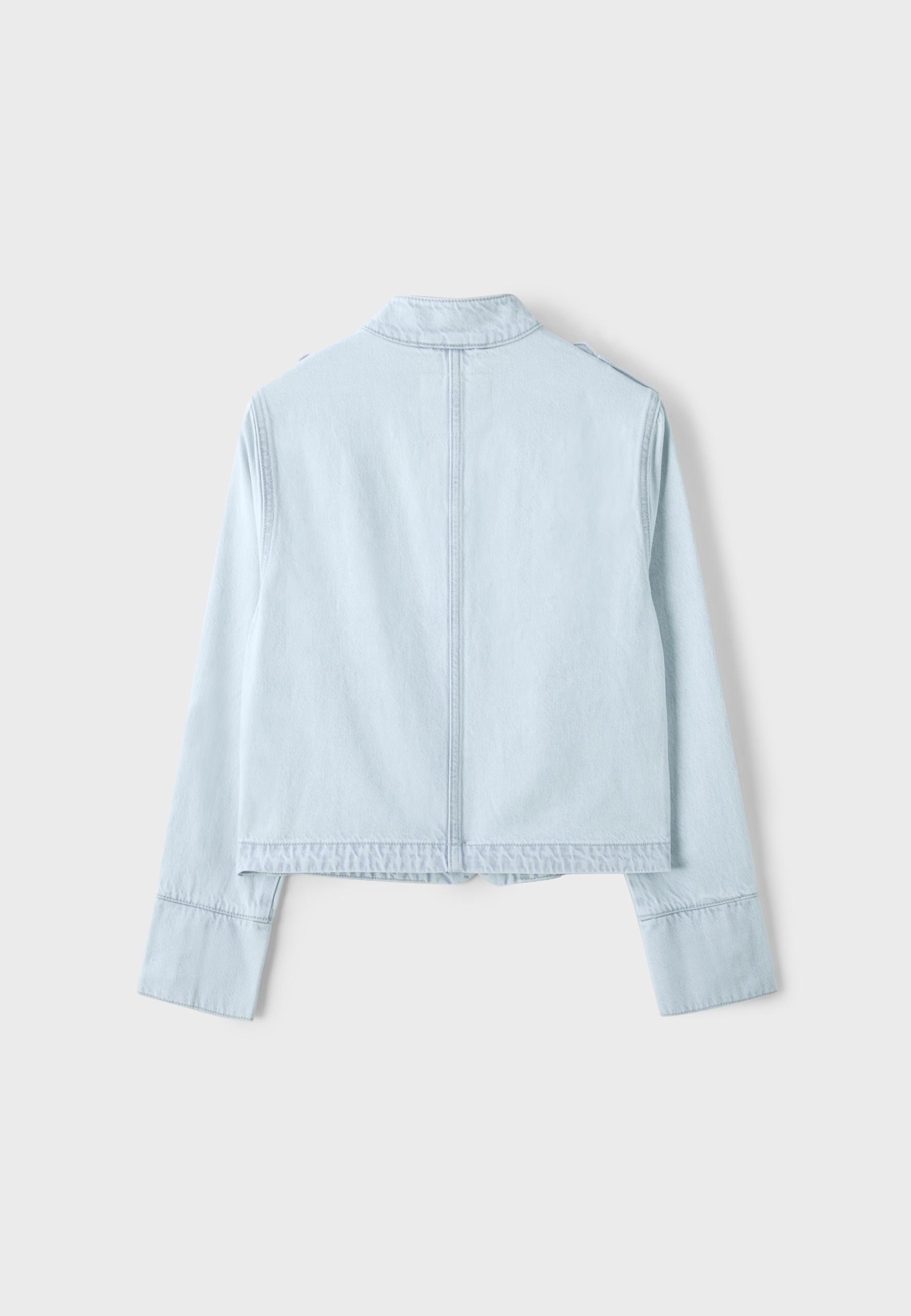 Fitted 100% cotton jacket — MEDIUM LIGHT BLUE DENIM