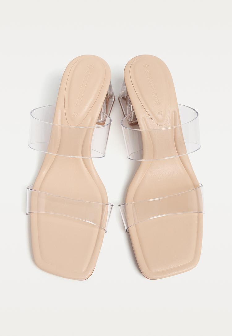 sandalias tacon ancho vinilo