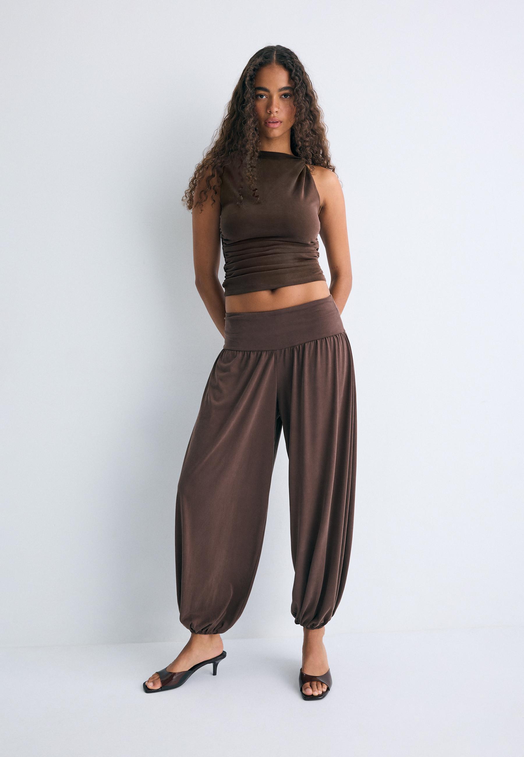 Knit sarouel trousers — Brown