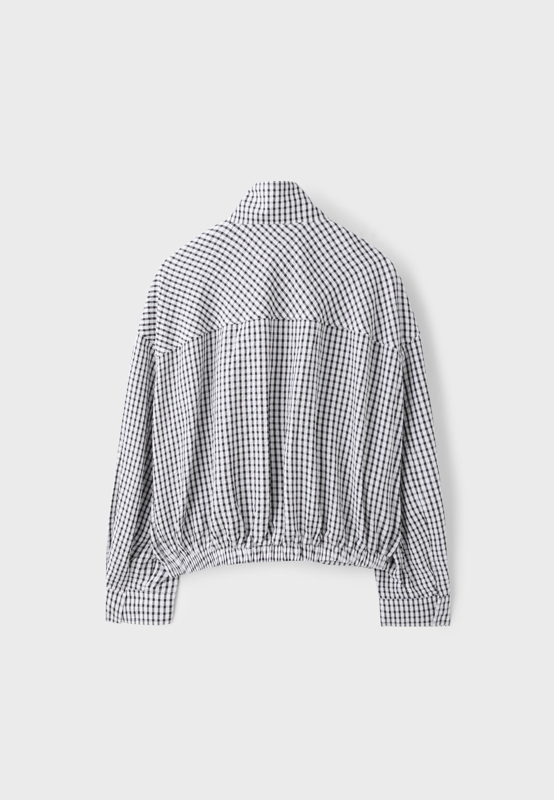 Oversize check print jacket — Black