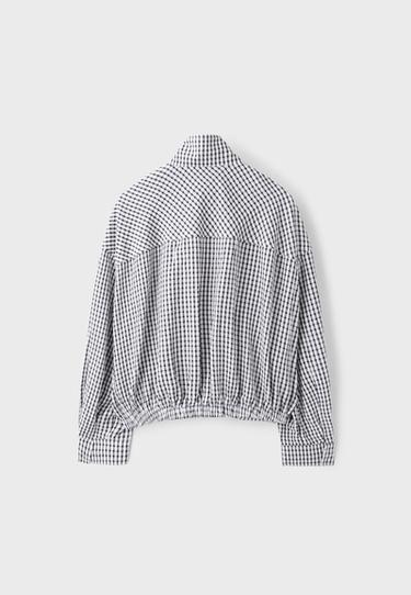 Oversize check print jacket — Black 8
