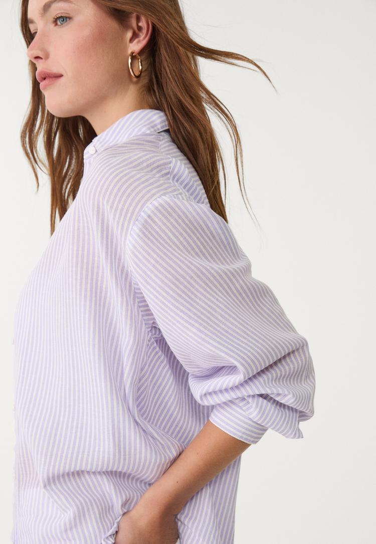 camisa fluida com linho