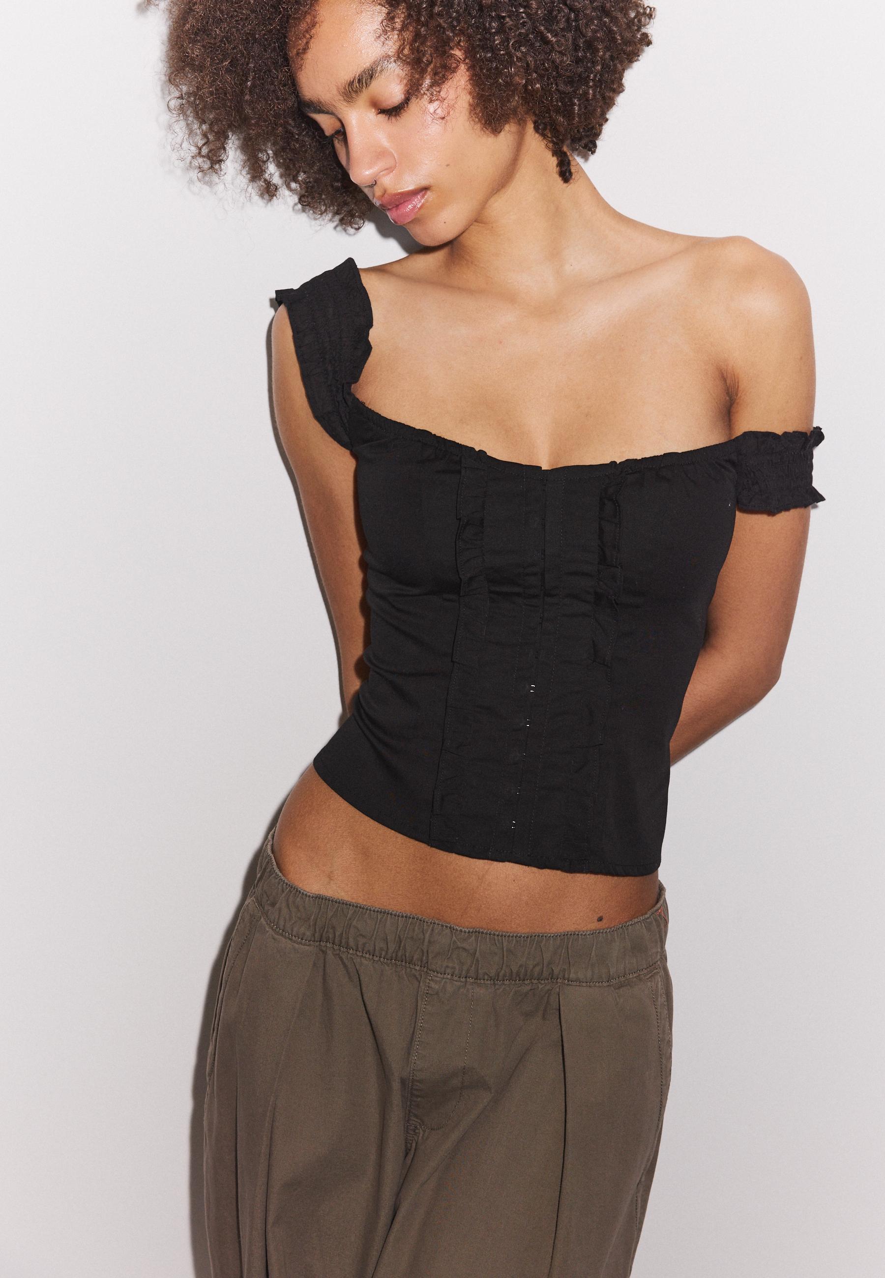 Ruffled corset top — Black