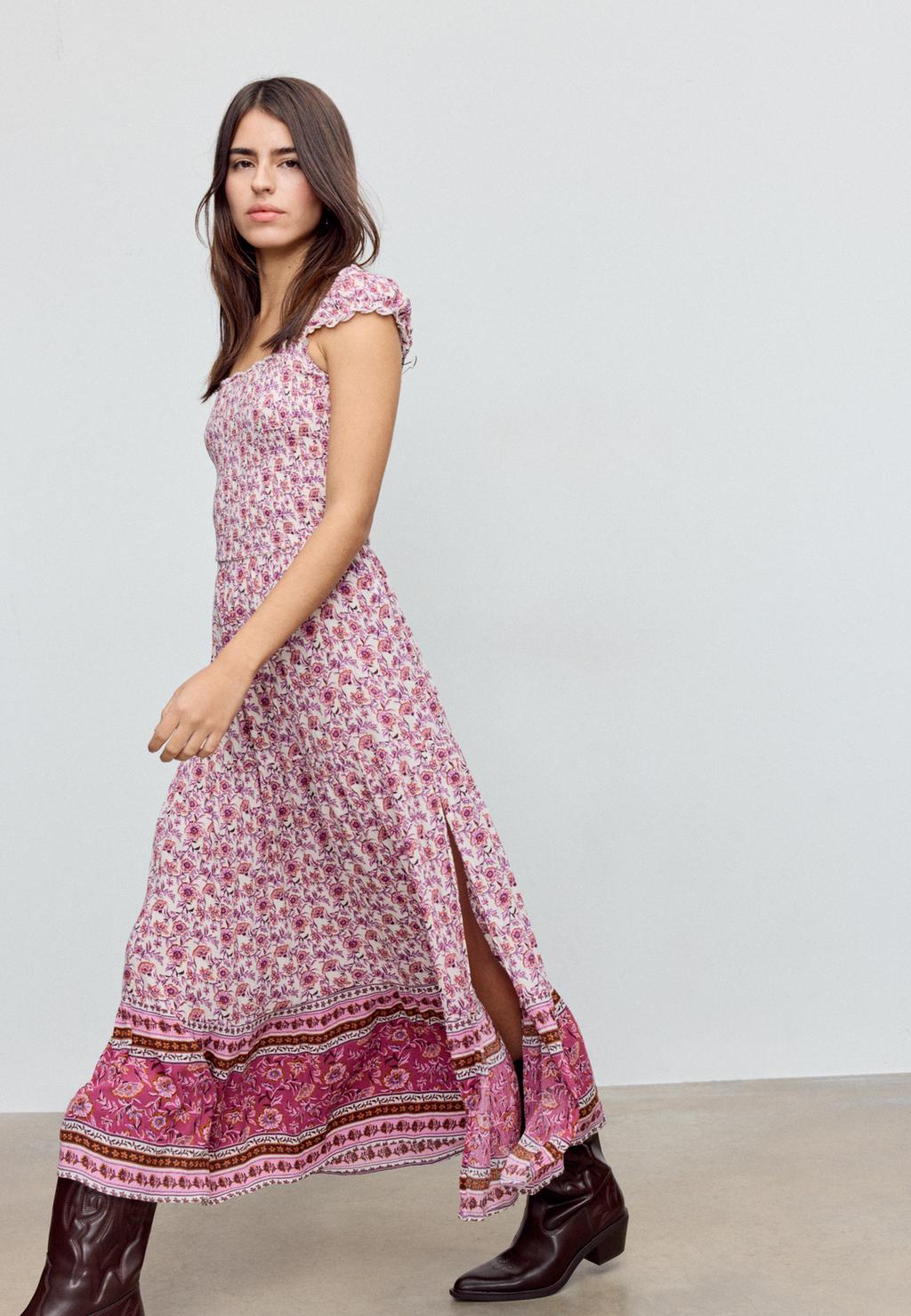 Flowy long printed dress