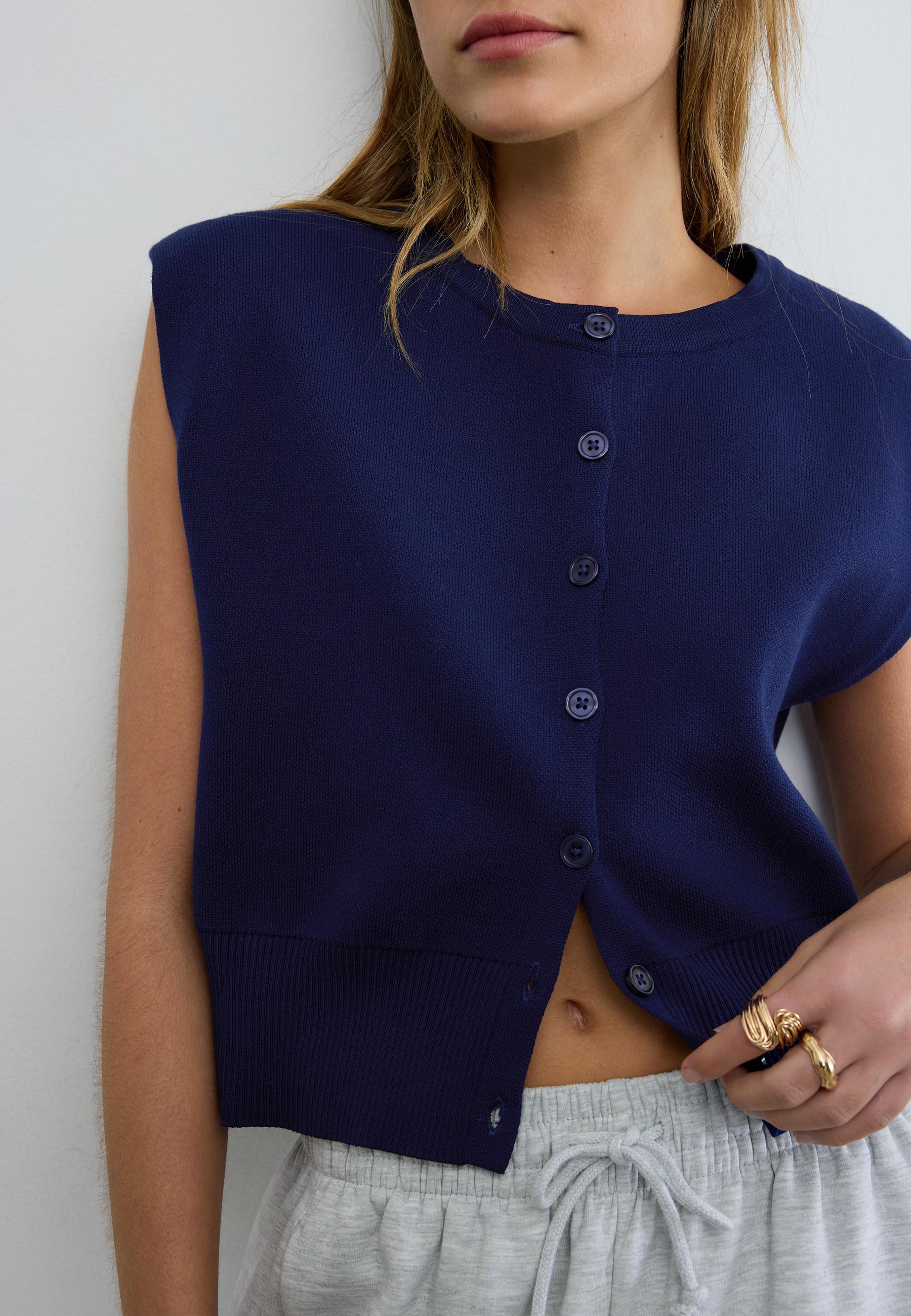 Knit vest with padded shoulders — Electric blue