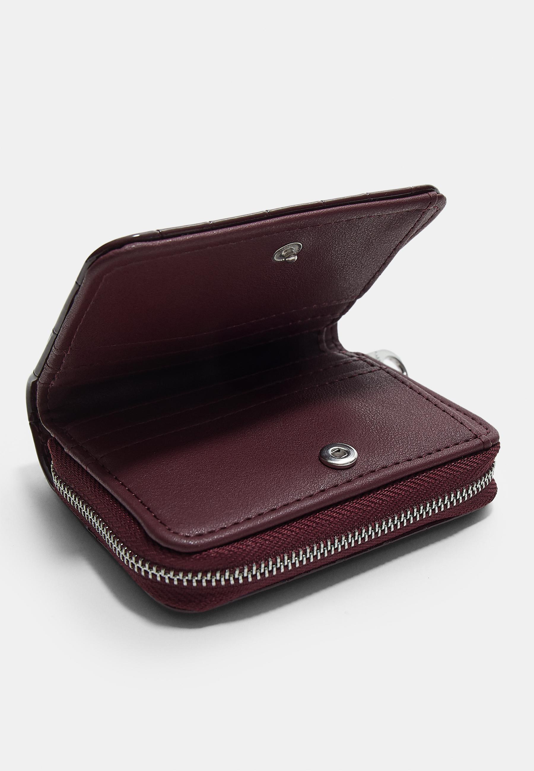 Zipped mock croc purse — Burgundy
