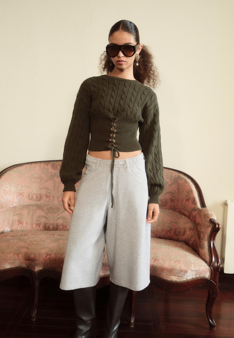 Fleece Bermuda shorts — Grey melange