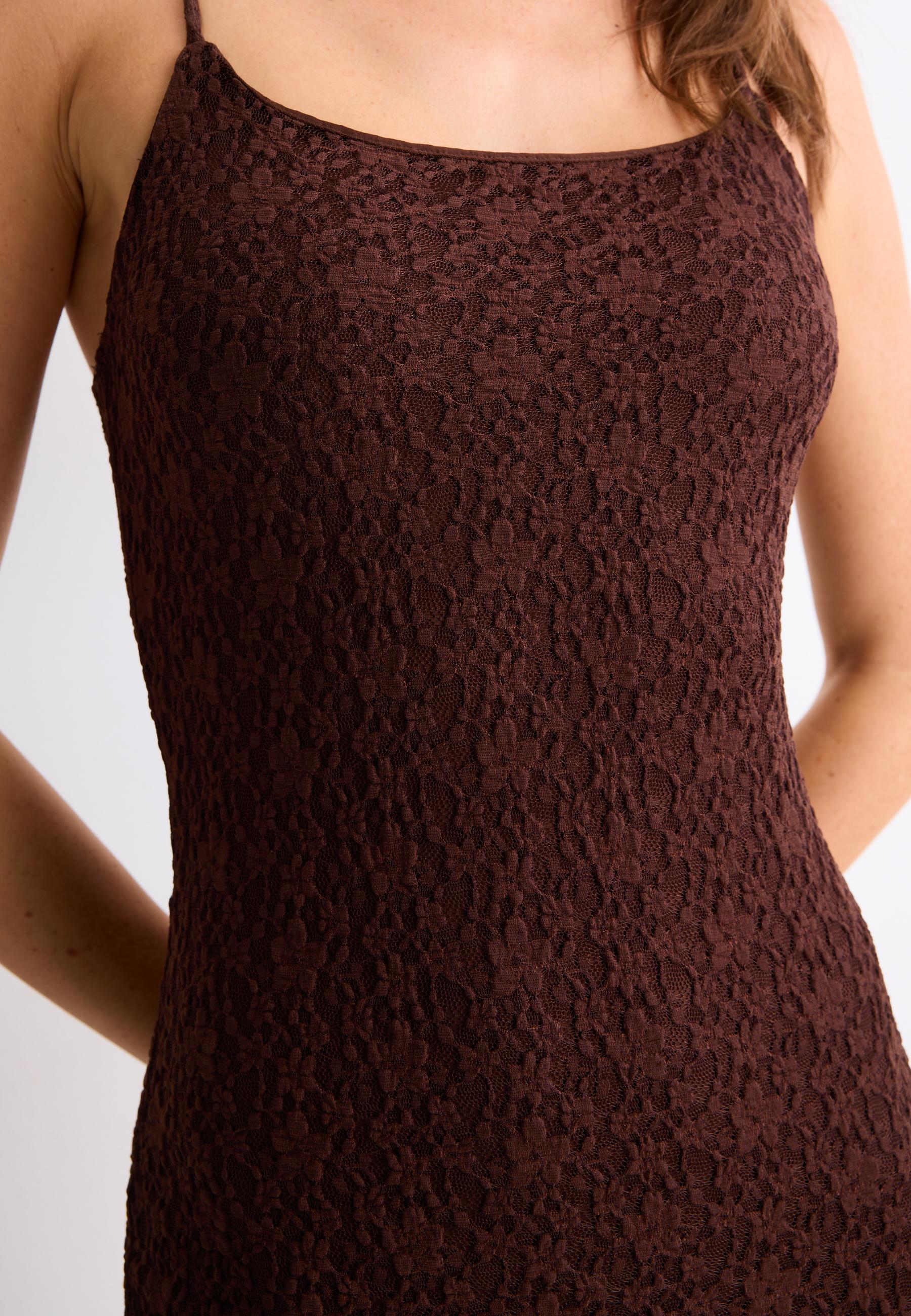 Blonde lace strappy midi dress — Brown