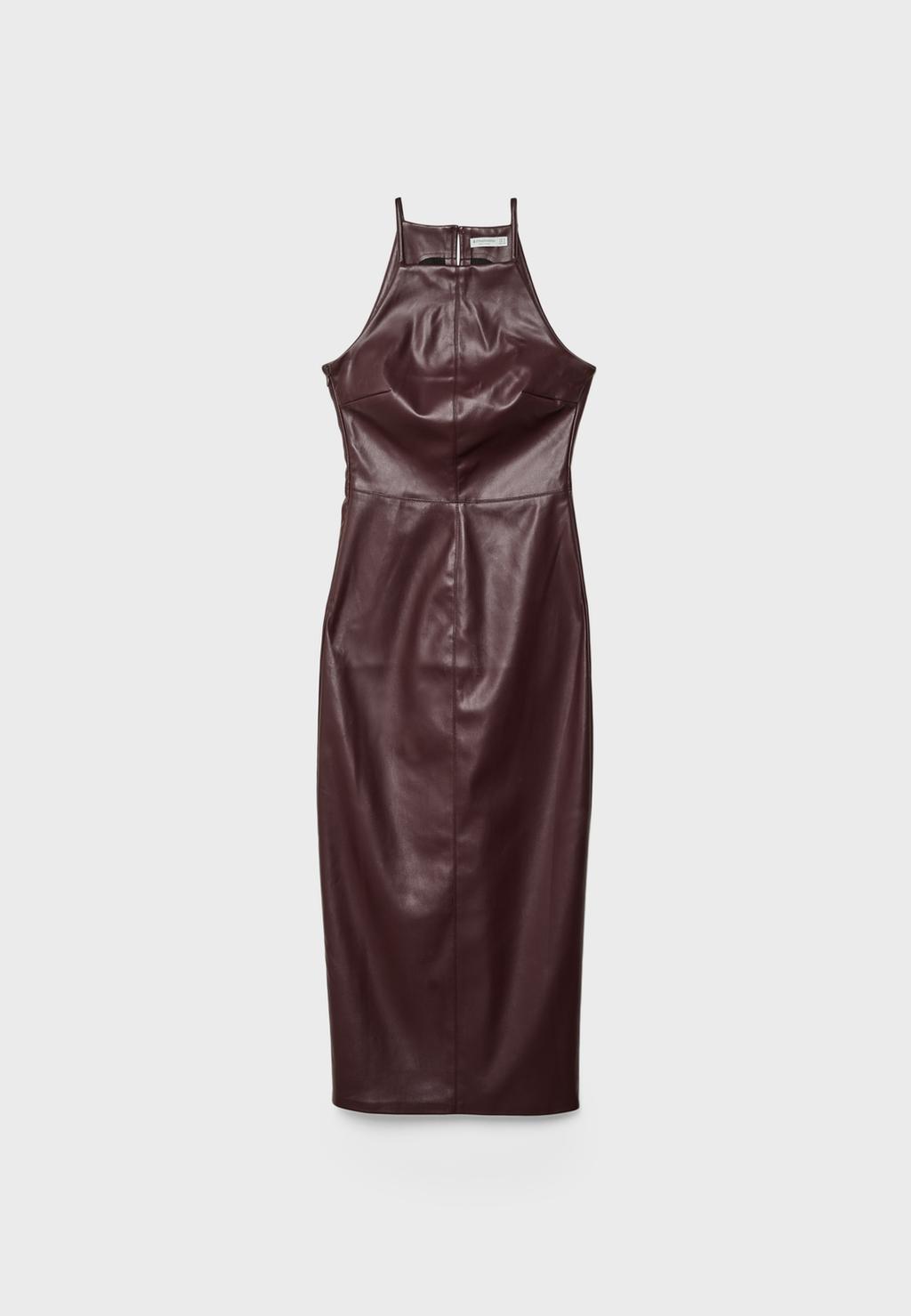 Vestido midi efecto piel
