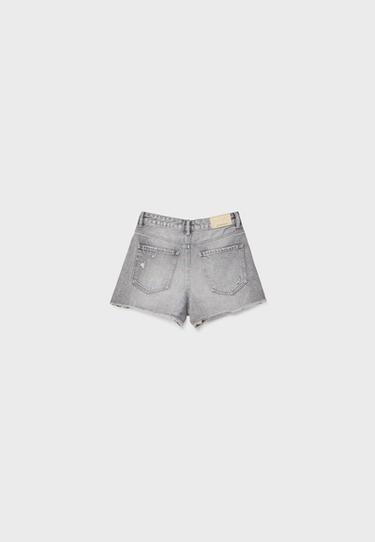D75 Ripped denim shorts — DARK GREY DENIM WASH 8
