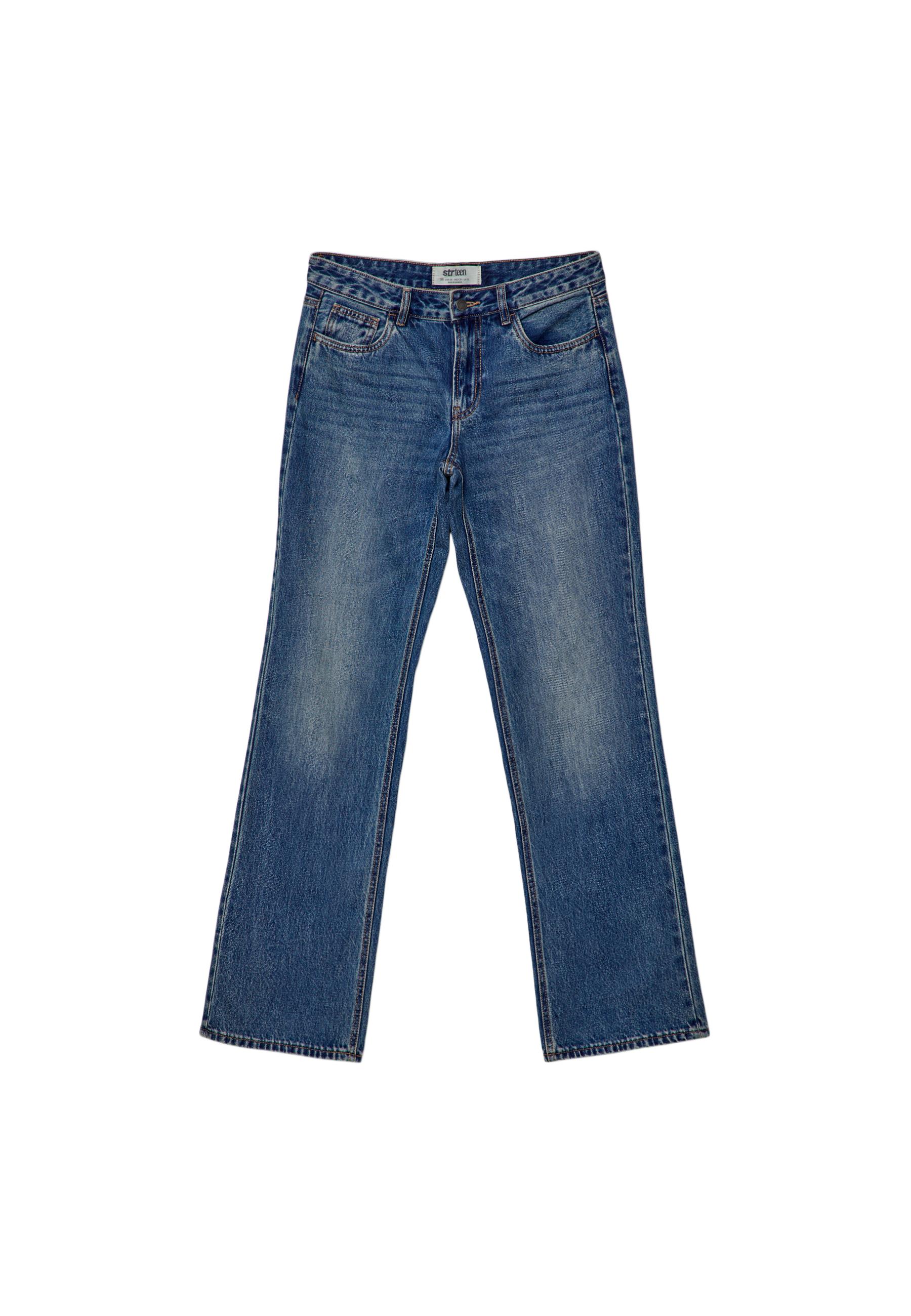 Low-rise straight leg jeans — MEDIUM LIGHT BLUE DENIM