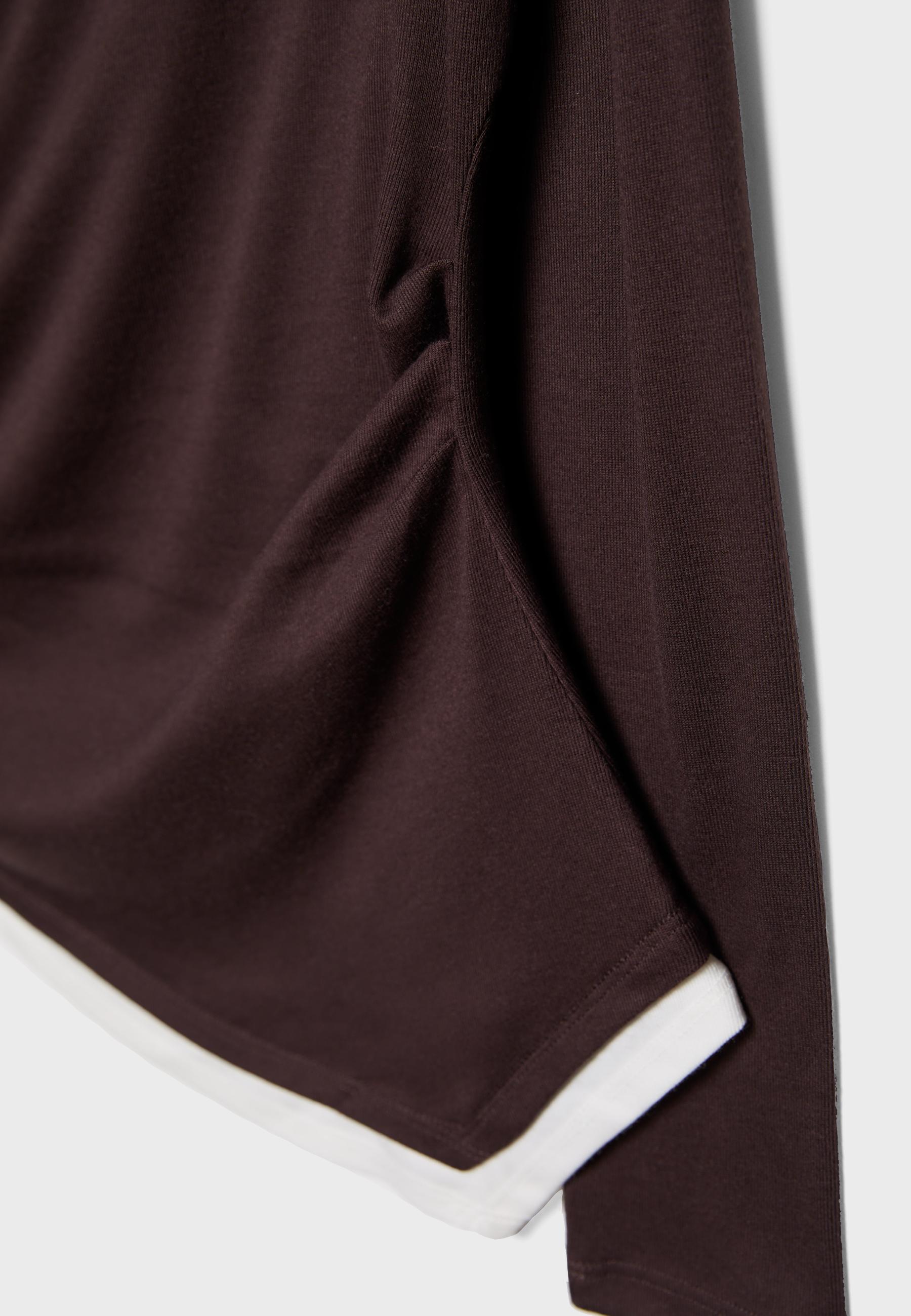 Double-layer asymmetric long sleeve T-shirt — Brown