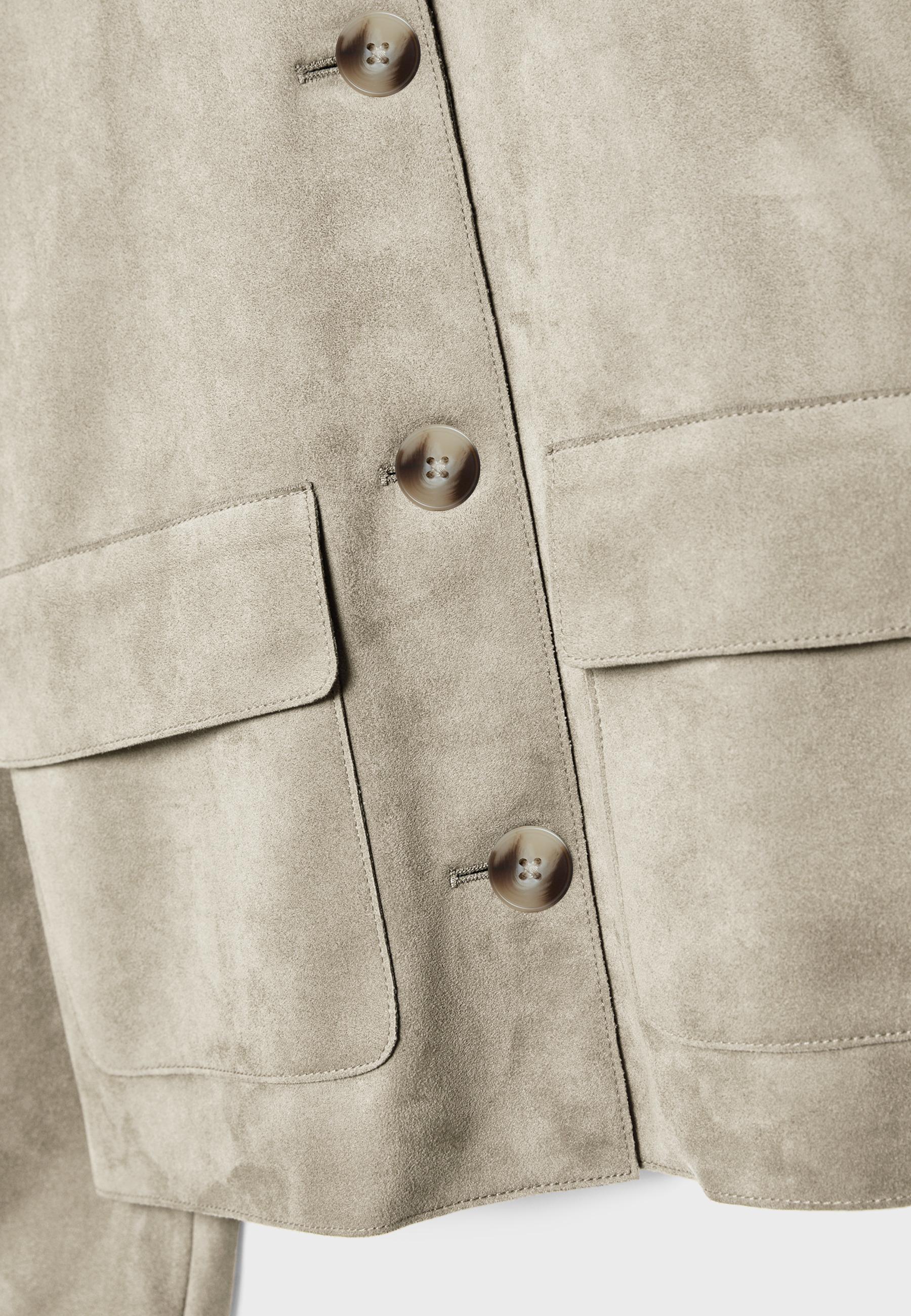 Faux suede jacket with pockets — Stone