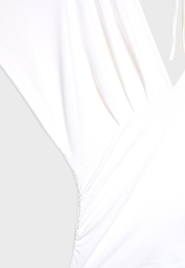 V-neck top with sash — Ecru 8
