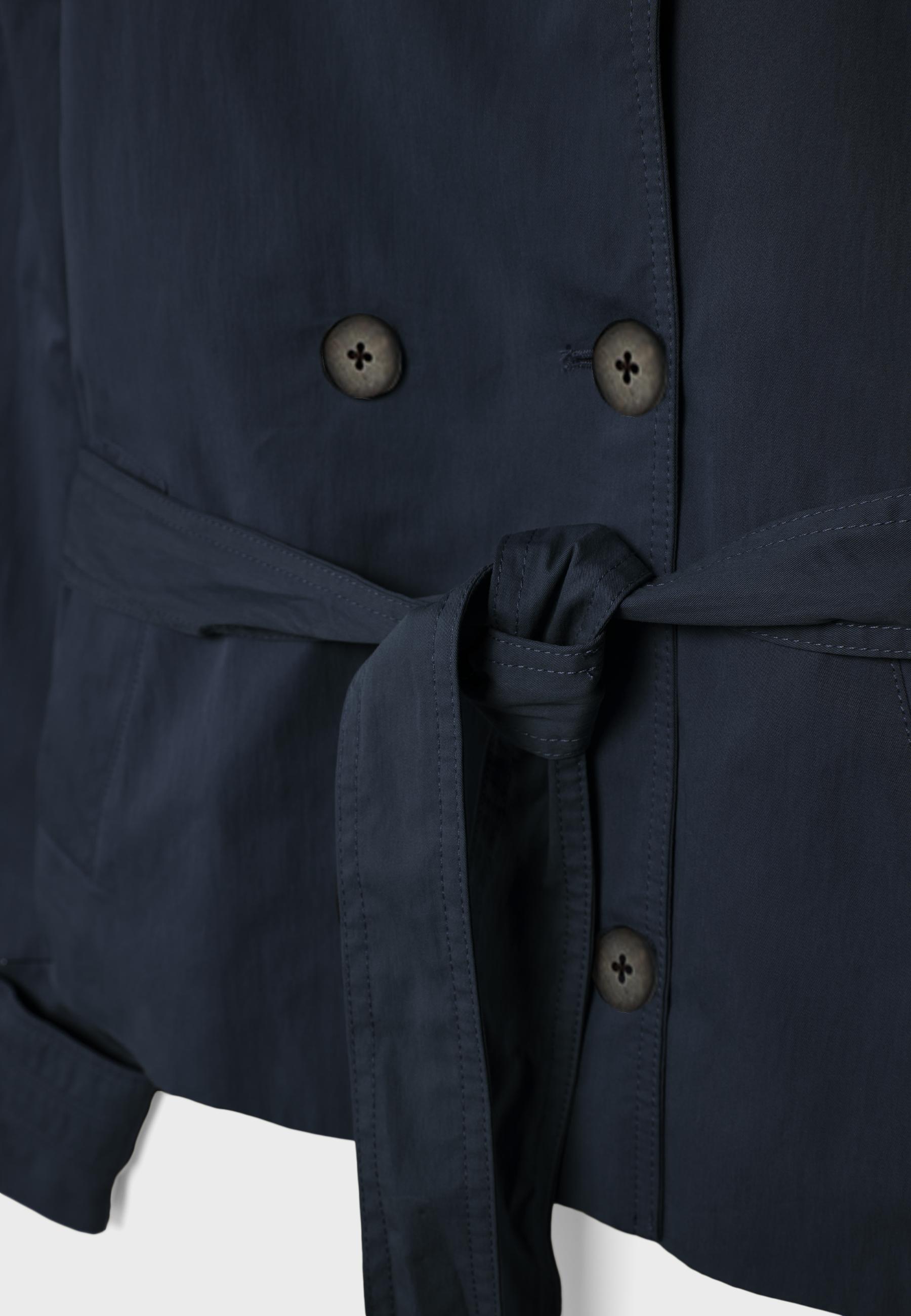 High neck belted trench coat — Dark blue