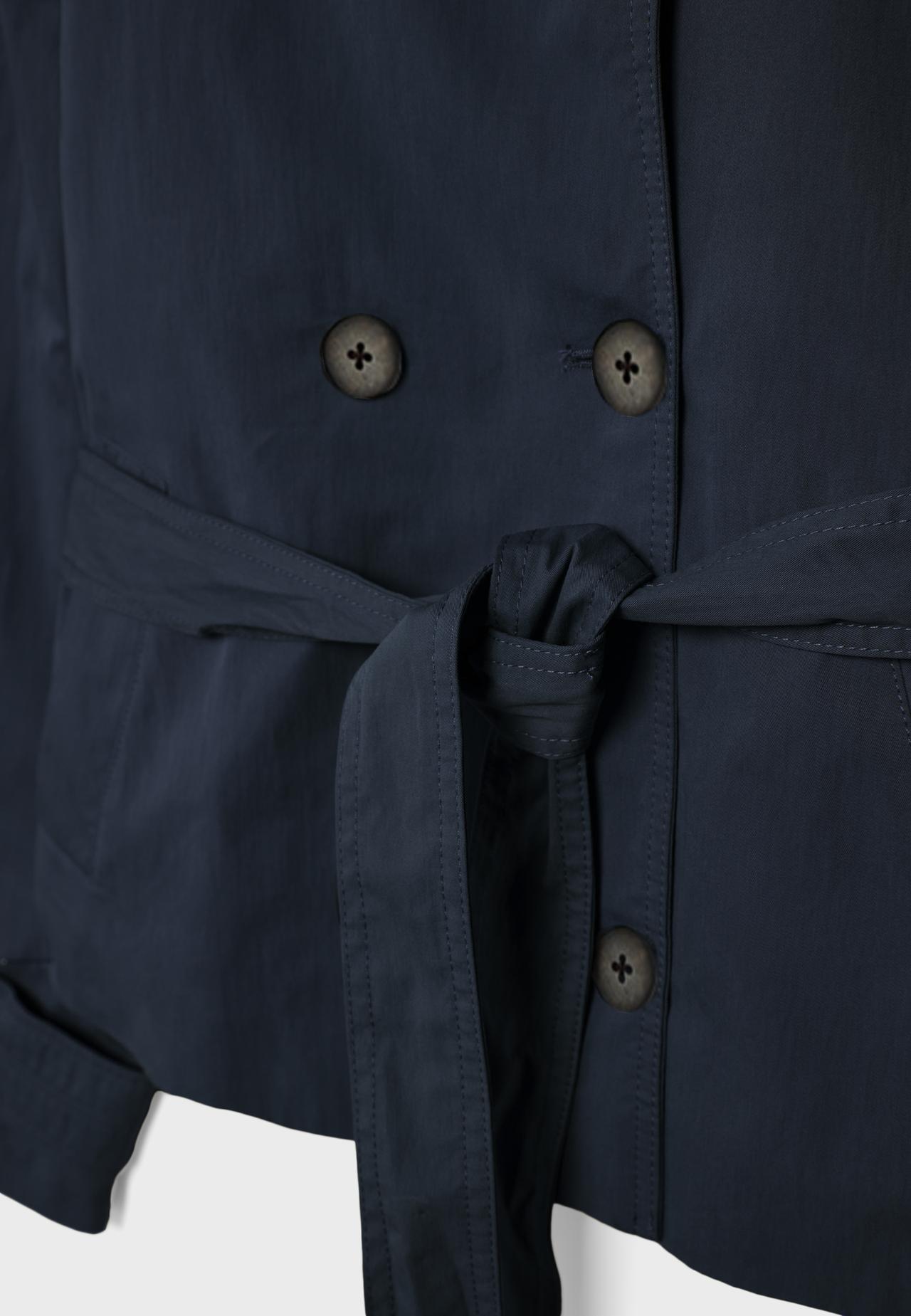 High neck trench coat with belt — Dark blue