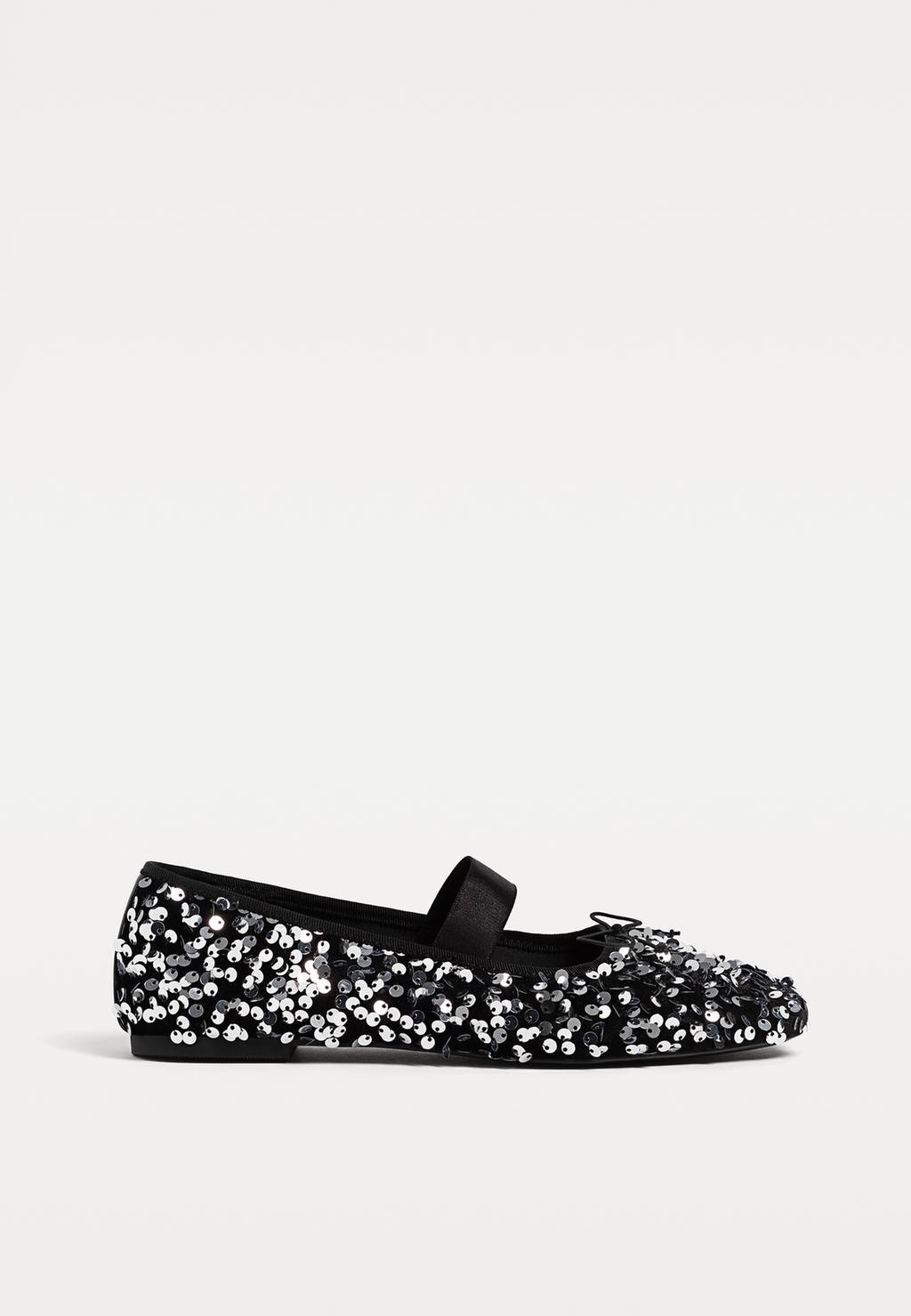 Sequinned ballet flats