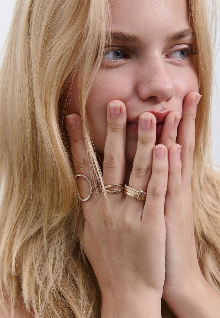 set 4 anillos brillos