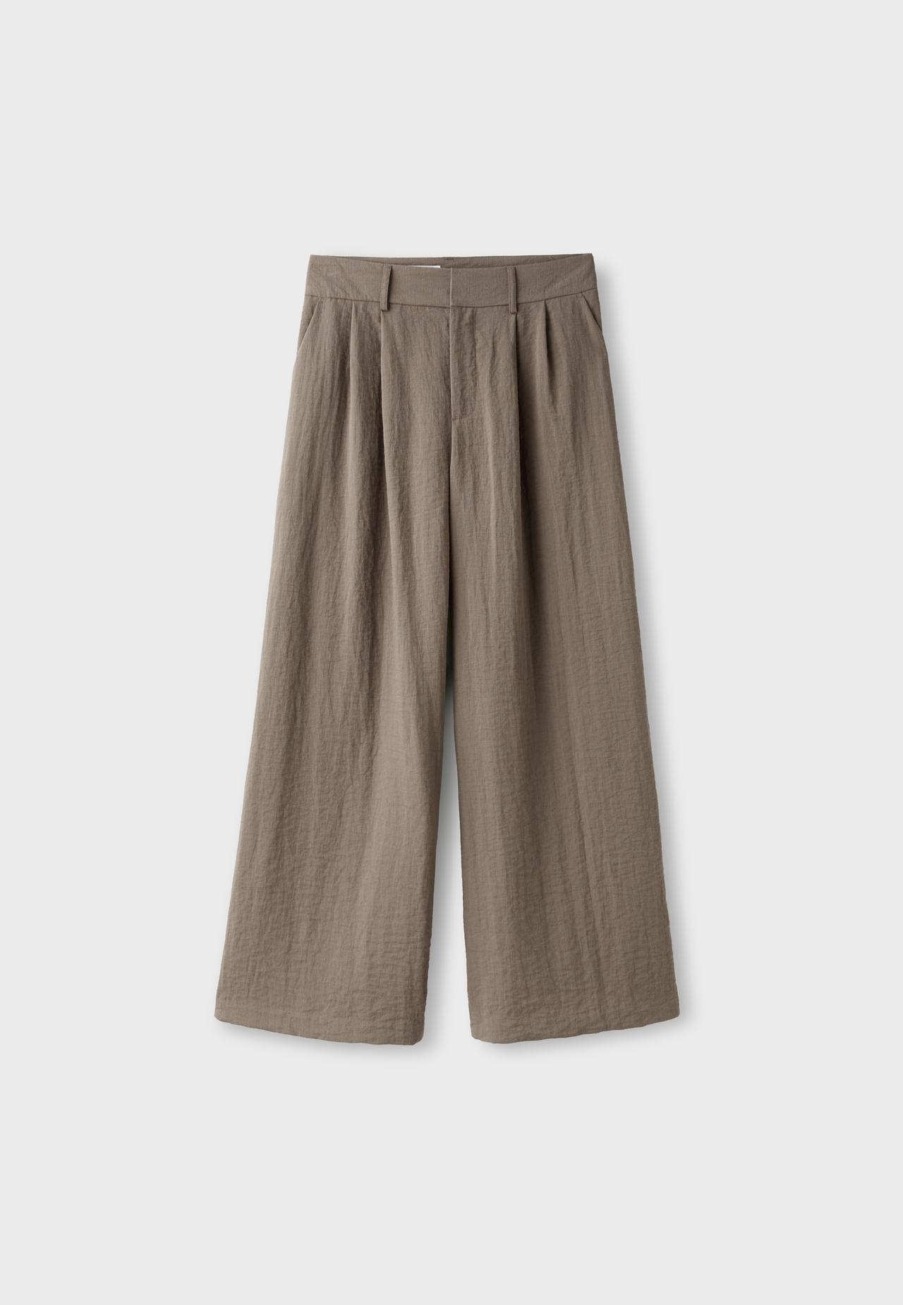 Adjustable rustic wide-leg button trousers — Brown