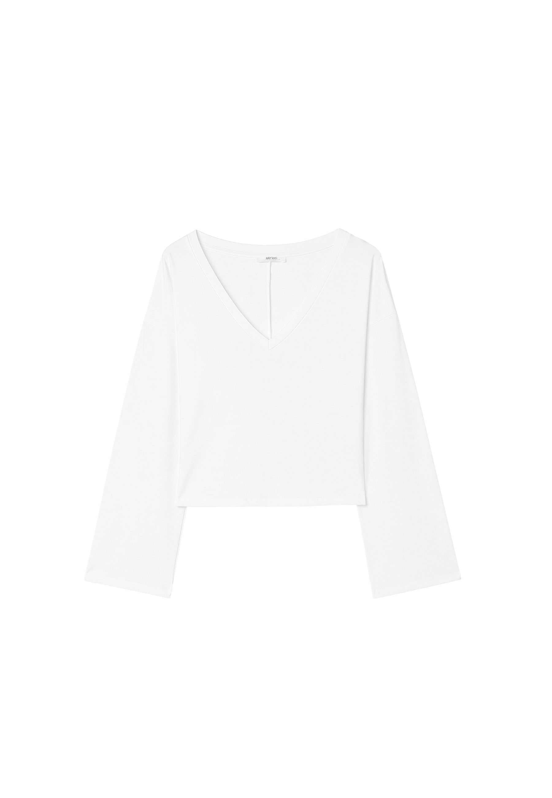 V-neck long Japanese sleeve T-shirt — Ecru